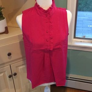 J. Crew Factory pink ruffled button front blouse 6